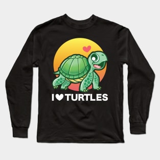 I Love Turtles Cute Tortoise Long Sleeve T-Shirt